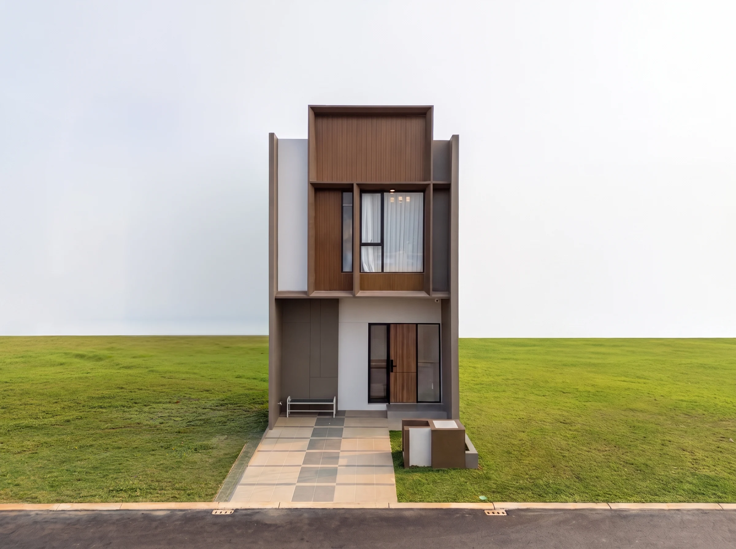Fasad rumah tipe PRIM 5x10 di Cluster Ryil Sutera Rasuna