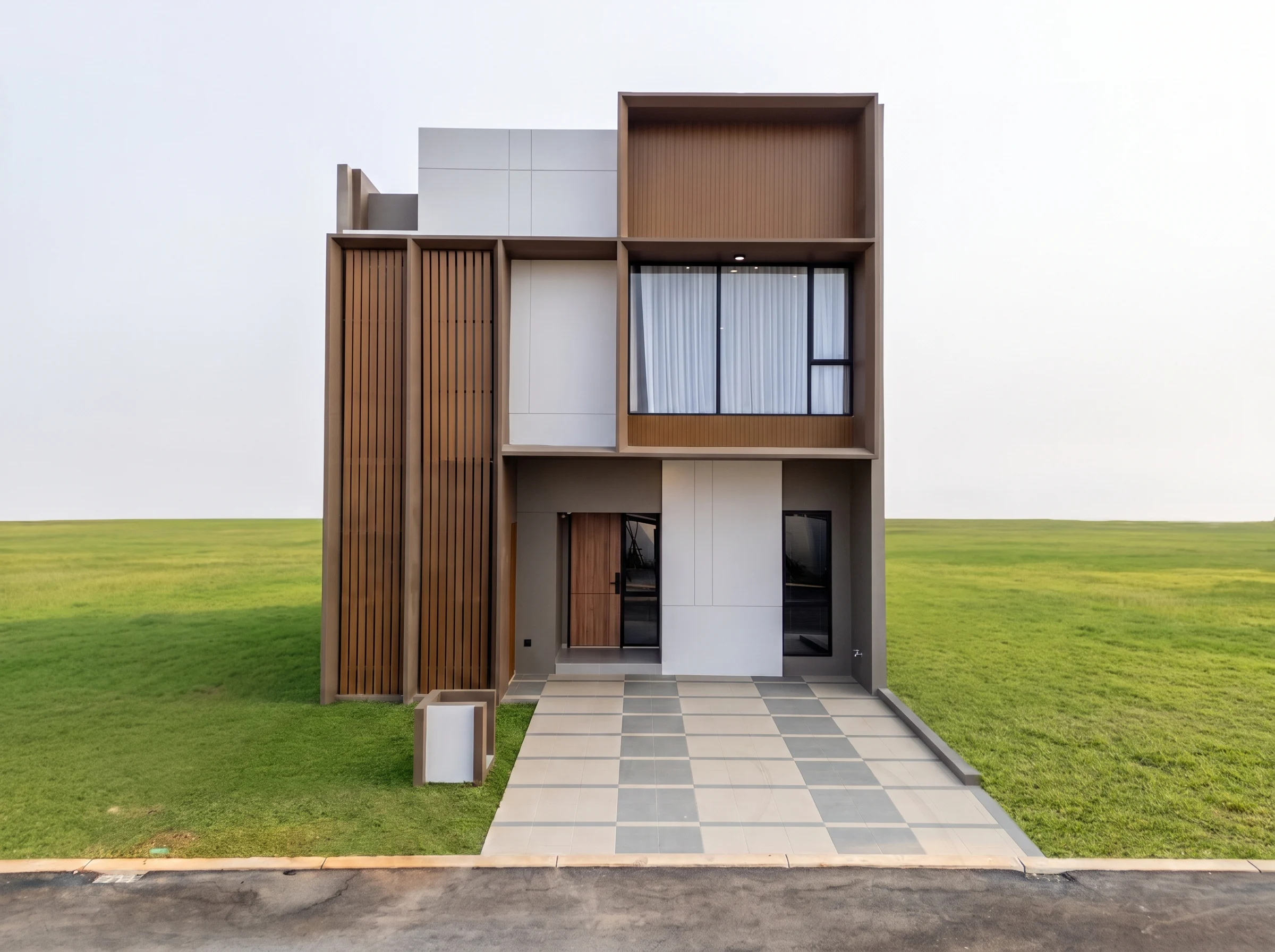 Fasad rumah tipe QUARA 8x14 di Cluster Ryil Sutera Rasuna