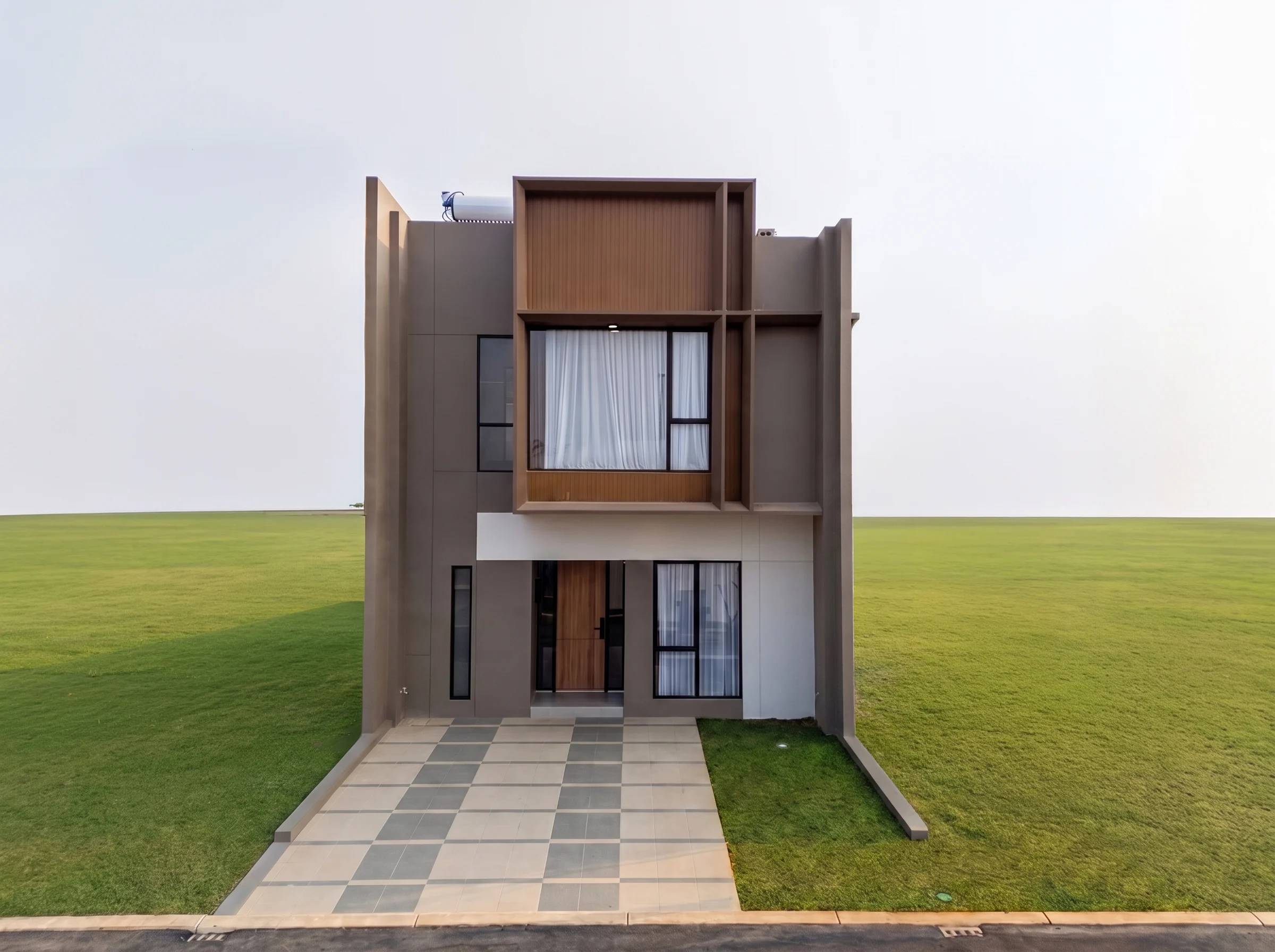 Fasad rumah tipe TRIA 7x14 di Cluster Ryil Sutera Rasuna