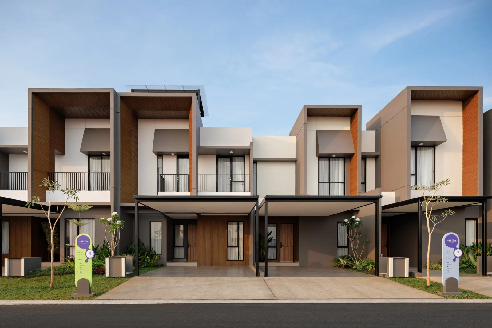 Fasad rumah tipe Delta 7x14 di Cluster YMMA dan Koza Sutera Rasuna
