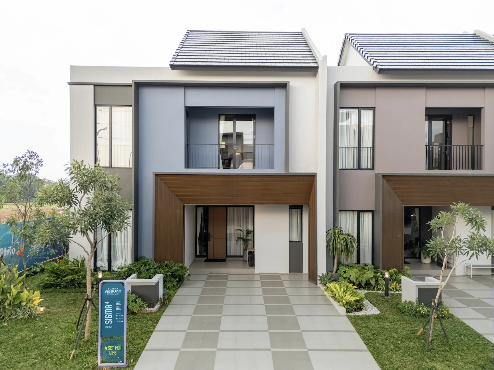 Fasad rumah hoek tipe Sigma 12x14 di Cluster Vola dan Philo Sutera Rasuna